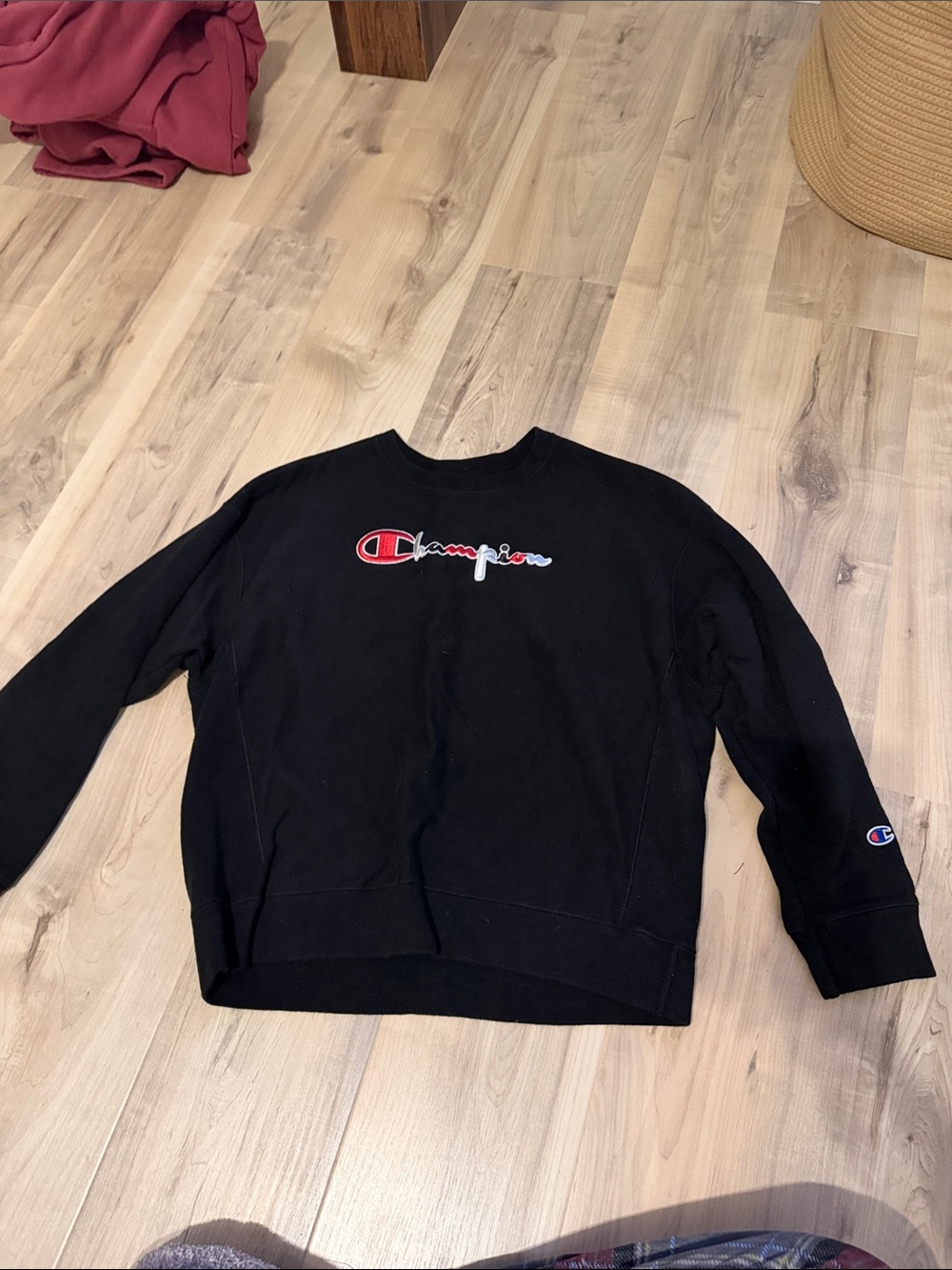 size XXL black champion crew neck